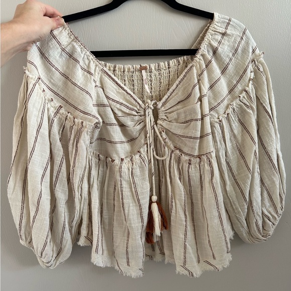 Free People bohemian babydoll top with balloon sleeves - Picture 1 of 3